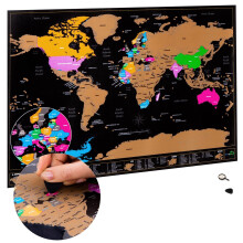 Atlas & Green World Map Travel Gift, A3 Scratchable Poster + Bonus A4 UK Map, Maps of Visited Countries with Accessories, Kit Tube, Cartographic