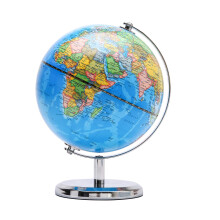 Exerz 14cm World Globe Political Map Mini globe - Educational/Geographic/Modern Desktop Decoration 14cm Diameter - Stainless Steel Arc and Base -