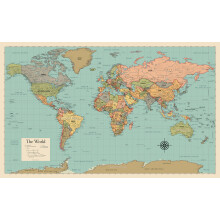 World Map Poster Chart [Tan/Color] (LAMINATED, 18? x 29?)