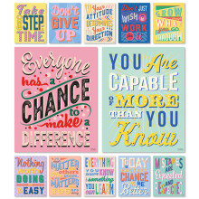 SWEETZER & ORANGE Set of 12 Motivational Growth Mindset Posters for Teachers Students - Bedroom, Office Classroom Decor to Inspire Young Minds