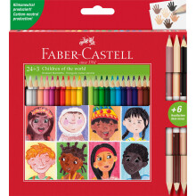 Faber-Castell Triangular Colour Pencil Set - 24 Colours + 3 Bi-Colour Skintone Pencils