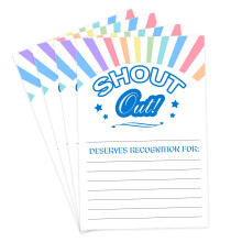 Hodmopli 100 Count Shout Out Cards For Employees,4?6 Inch Encouragement Card Office Staff, and Students - Appreciation and Recognition Reward Cards