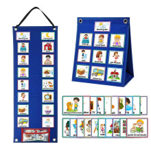 Visual Timetable, Children Visual Daily Routine Chart with 96 Picture Cards, Visual Now and Next Board Learning Aid Tool to Support Communication,