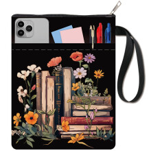 CRASPIRE Flower Book Covers Black Book Sleeve Book Protector for Paperbacks Washable Fabric Cloth Book Cover with Zipper and Extra Sleeve Pocket for