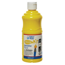 Baker Ross FN508 Yellow Acrylic Paint 500ml - Pack of 1, Paint for Arts and Crafts, Kids Paint