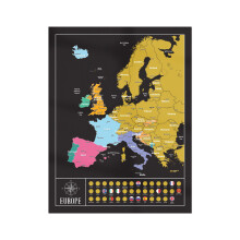 Gleneagles Scratch Off Europe Travel Tracker Poster - Black Gold Map with Scratch-Off Places 54x70 Adventure Map for Travellers Gift for Men & Women