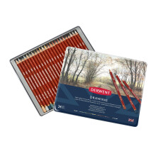 Derwent Drawing Pencils, Set of 24 in Tin, 5mm Round Core, Premium Core Strength, Creamy Texture, Ideal For Fine Art Drawing & Colouring, Professional