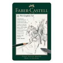 Faber-Castell Pitt Graphite 11-Piece Small Tin Introductory Professional Quality Set in a Metal Case