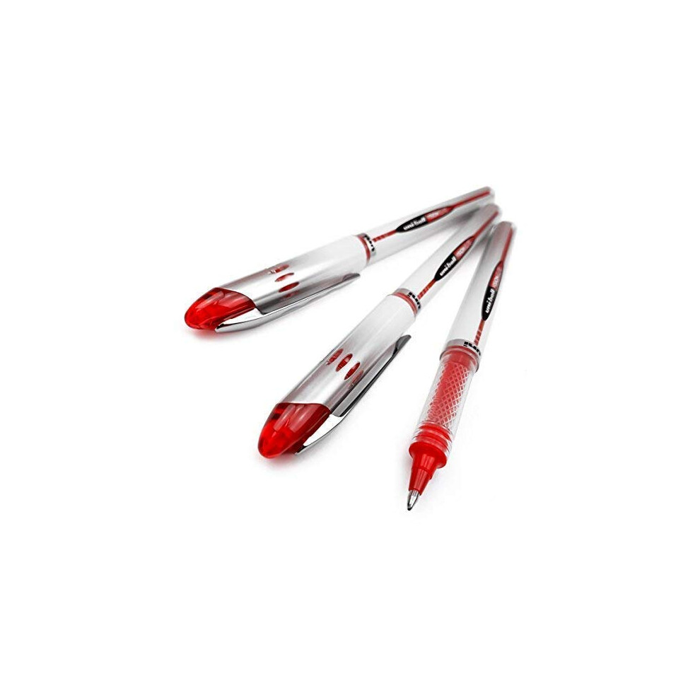 Uni-Ball Vision Elite Ub-200 Liquid Ink Rollerball Pen - (Pack Of 3) Red