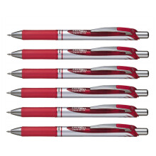 Pentel EnerGel Gel Ink Rollerball Pens with Pressure Mechanism, 0.7 mm, Pack of 6 (Red, 6-Pack)