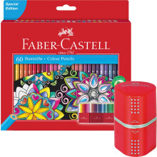 Faber Castell Castle coloured pencils, 60 piece cardboard box, 1 Spitzer + 60 Stifte