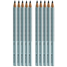 Faber-Castell 111997-12 Jumbo Grip Pencils, Hardness: B, Barrel Colour: Silver (Pack of 10)