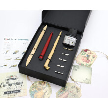 Liquidraw Arabic Calligraphy Set Dip Pen Nibs Holder Set Bamboo Pens Wooden Pen With Black Calligraphy Ink Set Left Hand For Artists, Beginners,