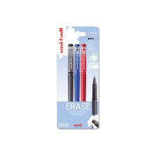 Uni-Ball UF-222-07 On Point Erasable Ballpoint Black, Blue and Red Gel Pens. Premium 0.7mm Rollerball Tip for Super Smooth Handwriting. Easy-Retract
