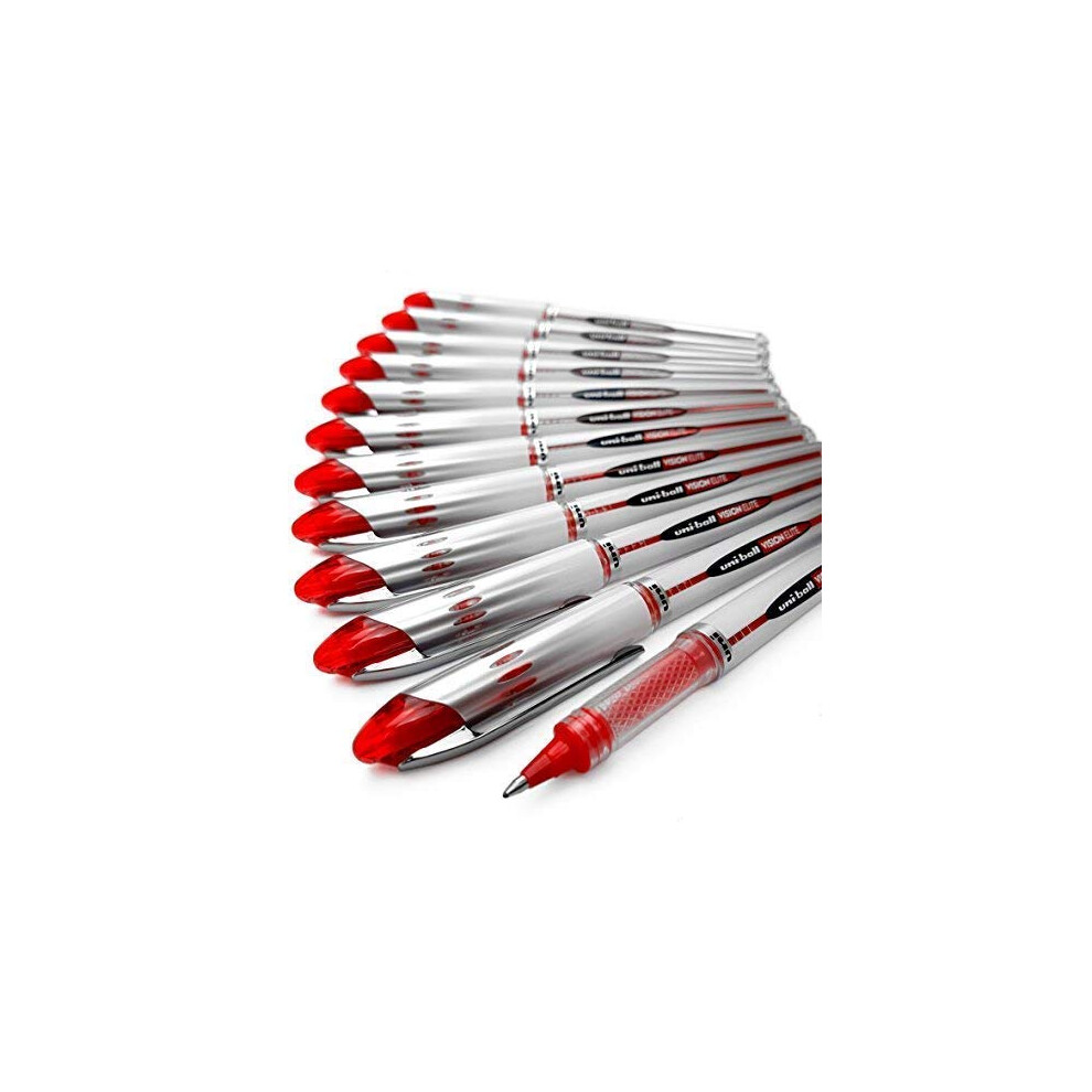 Uni-Ball Vision Elite - Ub-200 - Liquid Ink Rollerball Pen - Box Of 12 (Red) Red