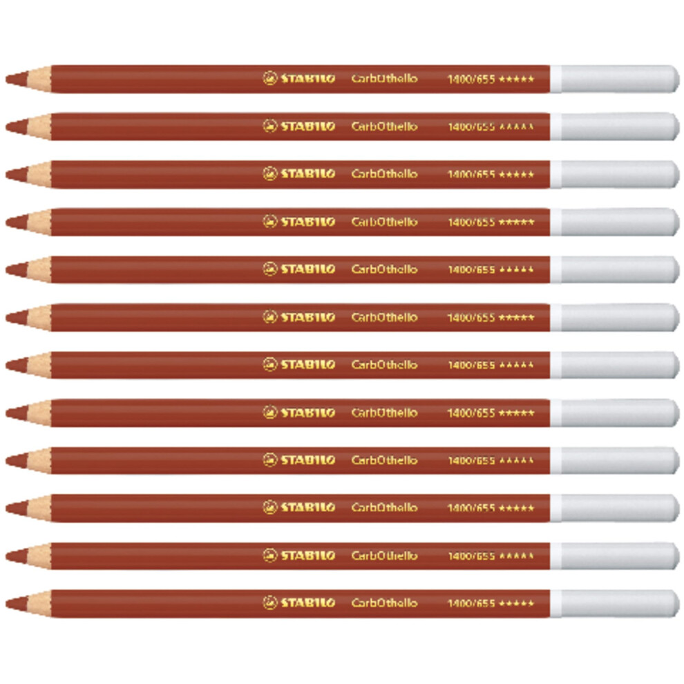 STABILO CarbOthello - Chalk-Pastel Pencil - Pack of 12 - English Deep Red-image-OPC-PT8ZSCC-NEW