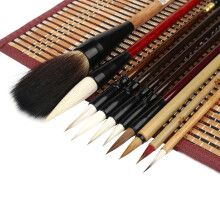 Corciosy 10Pcs Chinese Calligraphy Brushes Set, Painting Writing Brush, Kanji Japanese Sumi Drawing Brushes with Roll-up Bamboo Brush