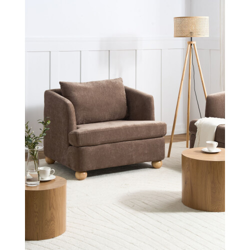Beliani Armchair RATTVIK Chenille Brown 1