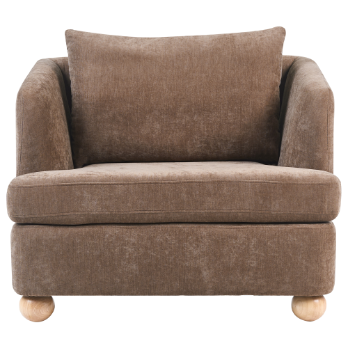 Beliani Armchair RATTVIK Chenille Brown 2