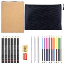 YEZIDE Sketching Pencils and A4 Sketch Book Drawing Set 31pcs Sketching Drawing Color Pencil Set with Graphite Pencils dual ended colored pencils