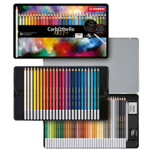 STABILO CarbOthello - Chalk-Pastel Pencil - ARTY+ - Tin of 60 - Assorted Colours with Sharpener, Kneaded Eraser and Blending Stump