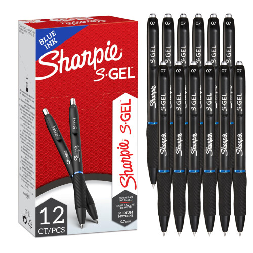 Sharpie Sharpie S-Gel | Gel Pens | Medium Point (0.7mm) | Blue Ink | 12 Count