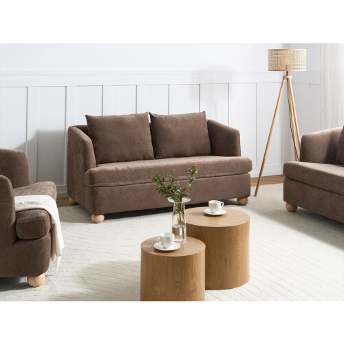 Beliani Sofa 2 Seater RATTVIK Chenille Brown 1