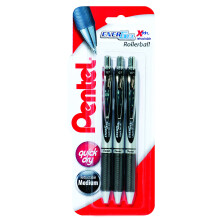 Pentel Energel Xm Retractable Triple Pack, Black