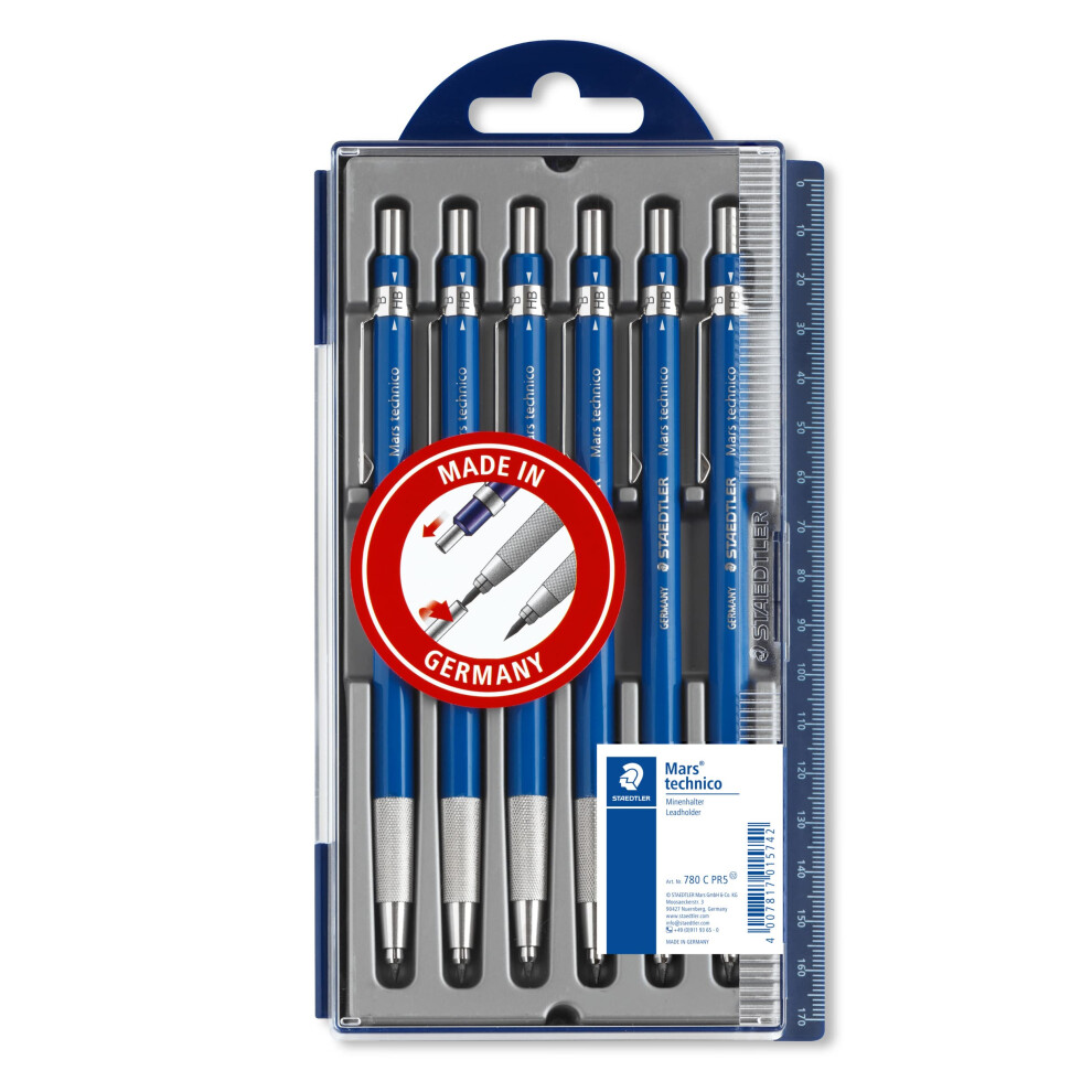 Staedtler Mars Technico 780 C Pr5 Leadholder Pencil With Built-In Sharpener, 2 Mm, Pack Of 5 + 1