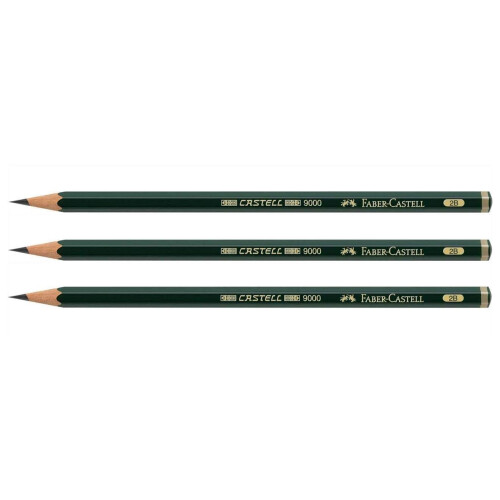 Faber-Castell FABER CASTELL 9000 Graphite Pencil - Pack of Three - 2B