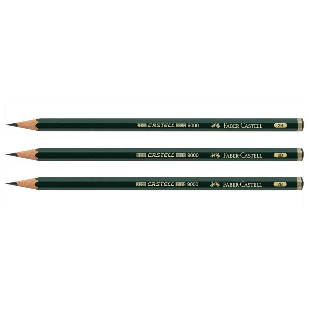 Faber-Castell Faber Castell 9000 Graphite Pencil - Pack Of Three - 2B