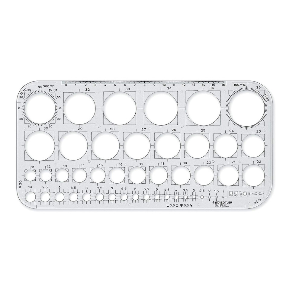 Staedtler Mars 576 01 F Circle Template - Transparent (Pack Of 1)