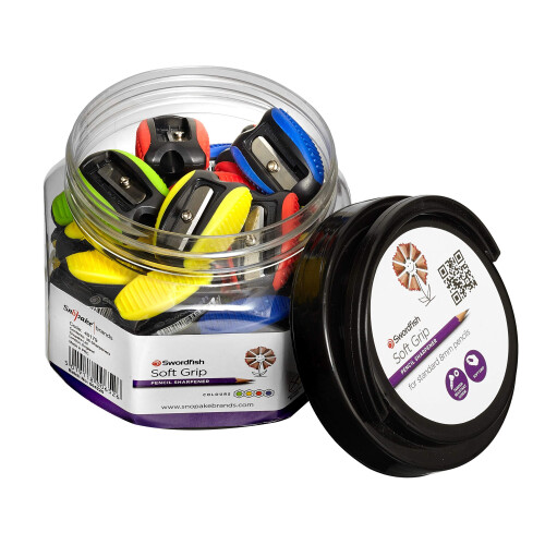 Swordfish ?Soft Grip? Pencil Sharpener [Pack of 36] Assorted Colours [40179]
