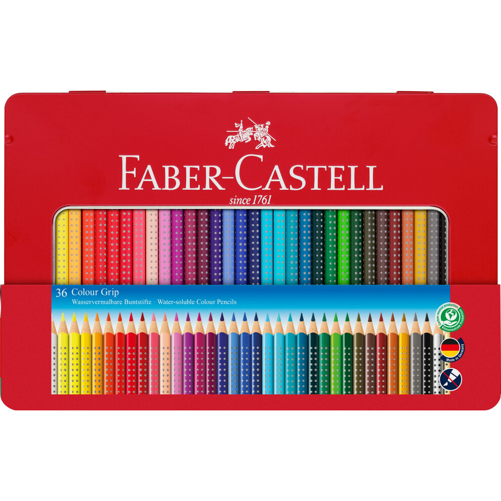 Faber-Castell Tin Of 36 Colour Grip 2001 Pencils, Multicoloured