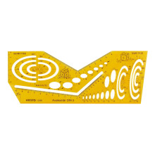Aristo Axokombi 1 AR5086 Stencil for Drawing Spatial Representations in Dimetric and Isometric Perspective Plastic Orange Transparent