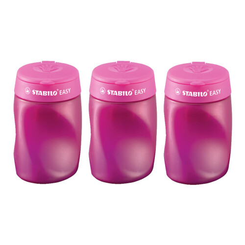 Stabilo 4501/1 Ergonomic Pencil Sharpener Easy Sharpener, Pink, L, Pack of 3