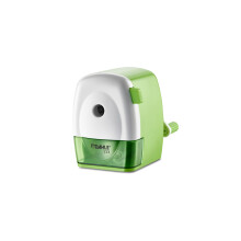 Dahle 133 Manual Standard and Oversized Pencil Sharpener - Adjustable Point, Shavings Cup, Mounting Clamp - for Home and Office Use - Green White