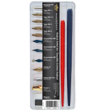 MANUSCRIPT Student Art Set - Calligraphy Beginners Set Containing 2x Dip Pen Holders & 11x Dip Pen Nibs (Poster, Tape, Ornamental, Crown, School &