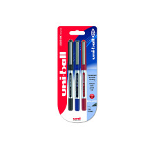 uni-ball 153486289 UB-150 Eye Micro Rollerball Pens, Black/Blue/Red Uni Super Ink, .5mm Nib, Package of 3