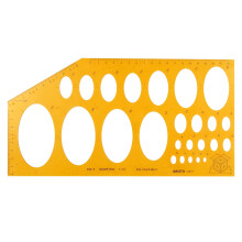 Aristo AR5017 Elliptical Template Isometric (25 Ellipses on Isometric Axes, Diameter 4 to 65 mm, Ink Nubs, Dimensionally Stable Plastic)