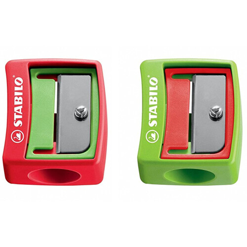 Stabilo Pencil Sharpener for Extra-Thick Pencils - Plastic - 5 Assorted Colours rot/hellgr?n