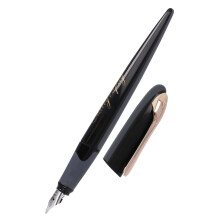 Online calligraphy fountain pen AIR black rosegold, calligraphy nib 1.4 mm, standard ink cartridges or converter, triangular shape, for fine and