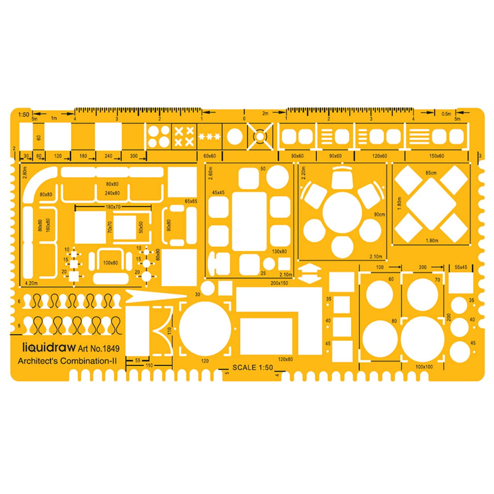 Liquidraw 1:50 Scale Architectural Scale Ruler | Designed For House Interior Floor Plan | Technical Architect Drafting Tool | Contains Symbols For 5051225020644