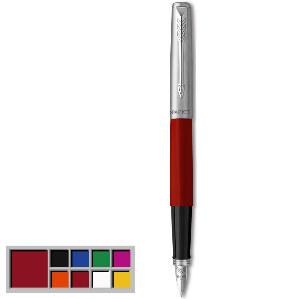 Parker Jotter Originals Fountain Pen | Classic Finish | Medium Nib | Handwriting Pens & Stationery Supplies | & Ink Red/Blue/Black