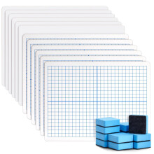 12 Pack XY Axis Graph Whiteboard 9 x 12, Dry Erase Double-Sided Lap Board with 12 Erasers for Students (24 Piece Set)