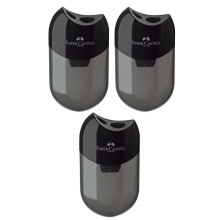 Faber-Castell 183500 double sharpener, case colour: black/transparent (3 sharpeners)