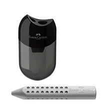 Faber-Castell 183500 double sharpener, housing colour: black/transparent (1 sharpener + grey triangular eraser)