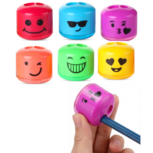 Mr. Pen- , Smiley 6 Pack, Kids pencil sharpener for Colored Pencils, Manual