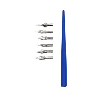 Gullor Calligraphy Dip Pens Manga Artist Cartoon Comic Drawing Painting Kit Tool with 6 Nibs, RoalBlue