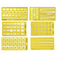 Traceease Jewelry Designing Template Drafting Tools Gemstone MultiSize Jewellery Stencil- Pack of 6 Pcs